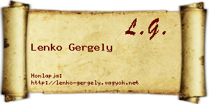 Lenko Gergely névjegykártya
